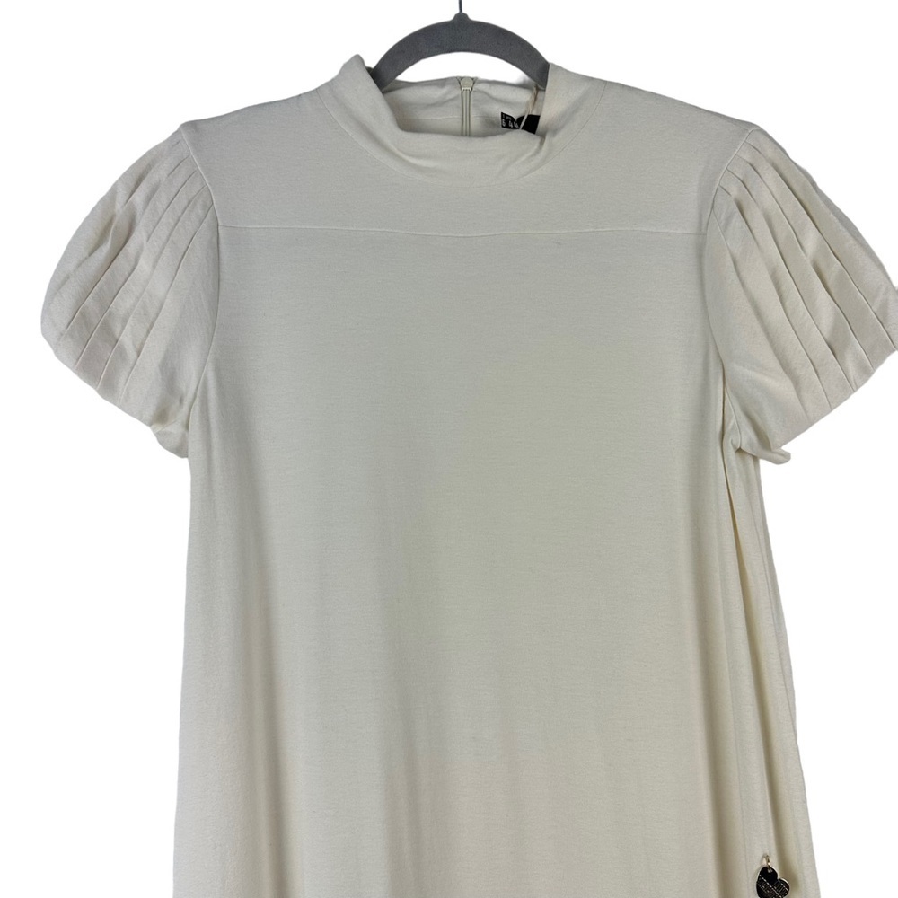 NWT Love Moschino Sz 4 Women's White Puff Short Sleeve Knit Tshirt‎ Dress - Picture 2 of 15